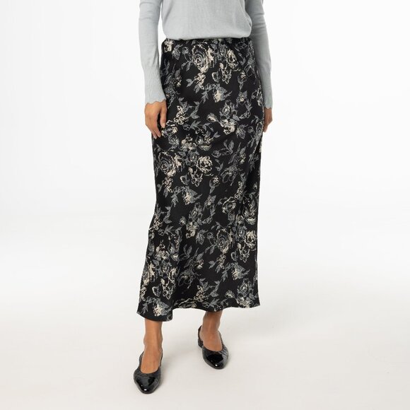 DressBlank Dresses & Skirts - Romantic Black Floral Midi-Maxi Skirt | Slip Style Size M (Fits S)